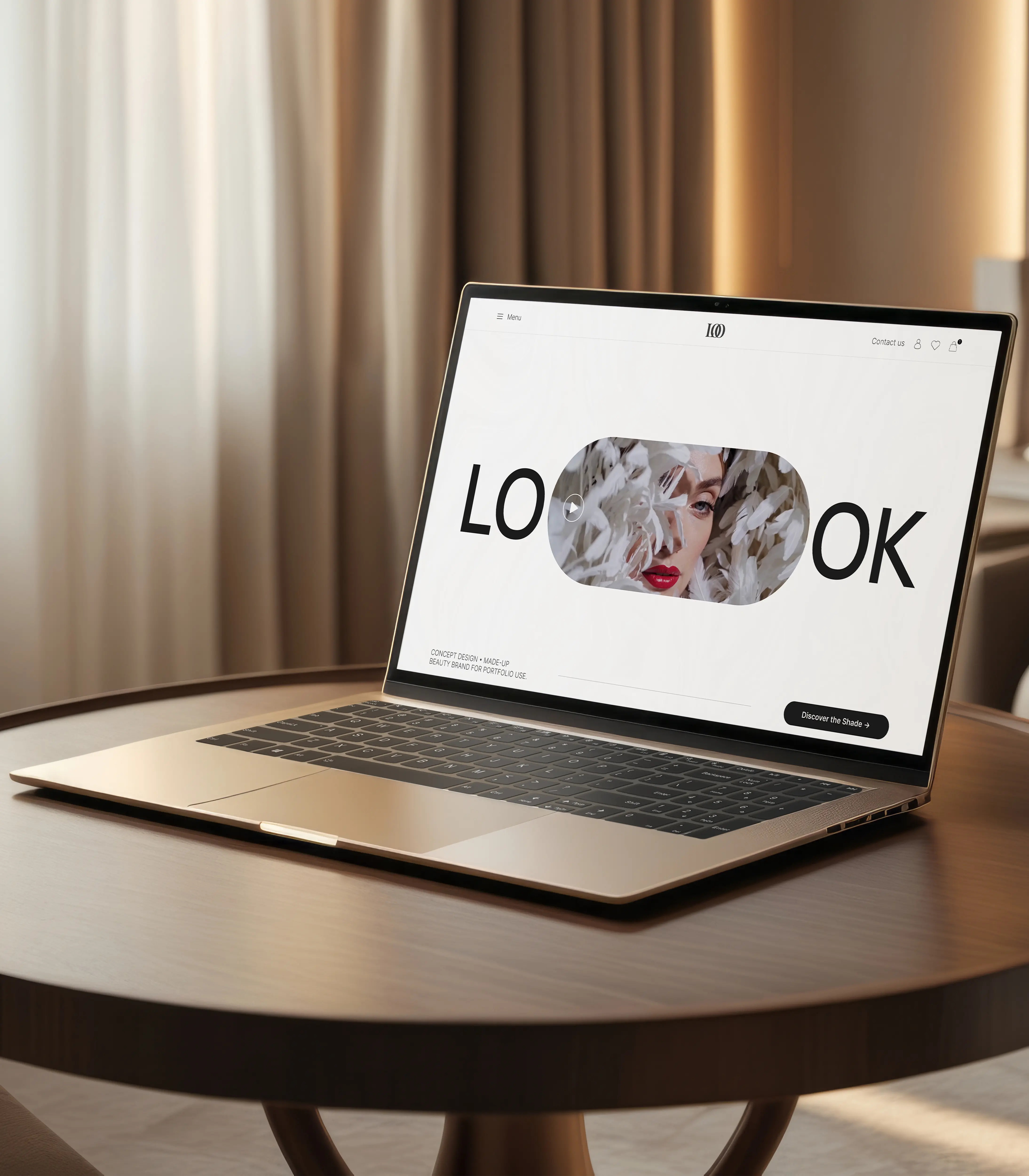 Beauty Website website shown on a laptop on a round table